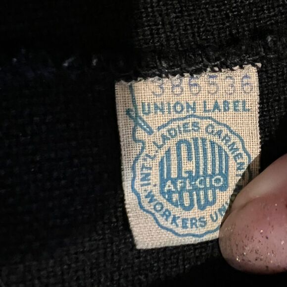 VINTAGE Kimberly 50s 60s Black 100% Pure Wool 3/4 Sleeves Boxy Cardigan M - Picture 6 of 10